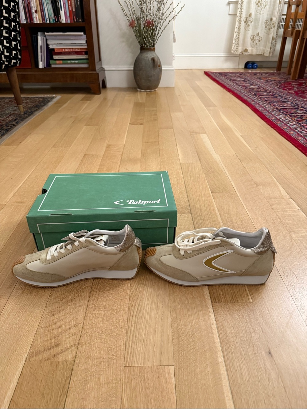 Valsport Beige & Cream Retro Runner Sneakers - Picture 3 of 9